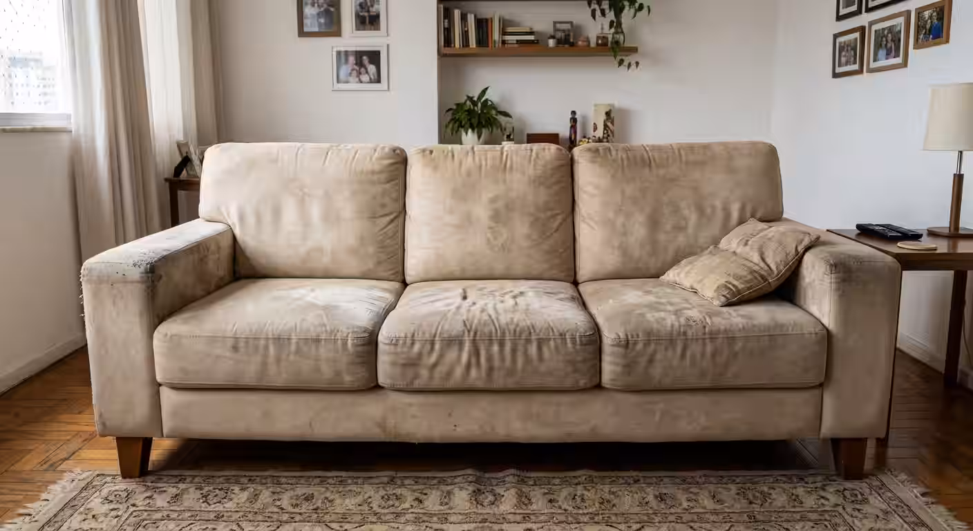 Sofá antes da higienização