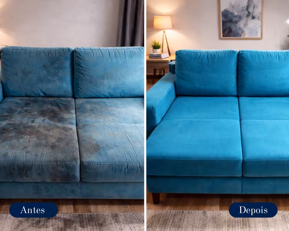 Antes e depois limpeza sofá em Nova Odessa/SP - Bruna Ferreira